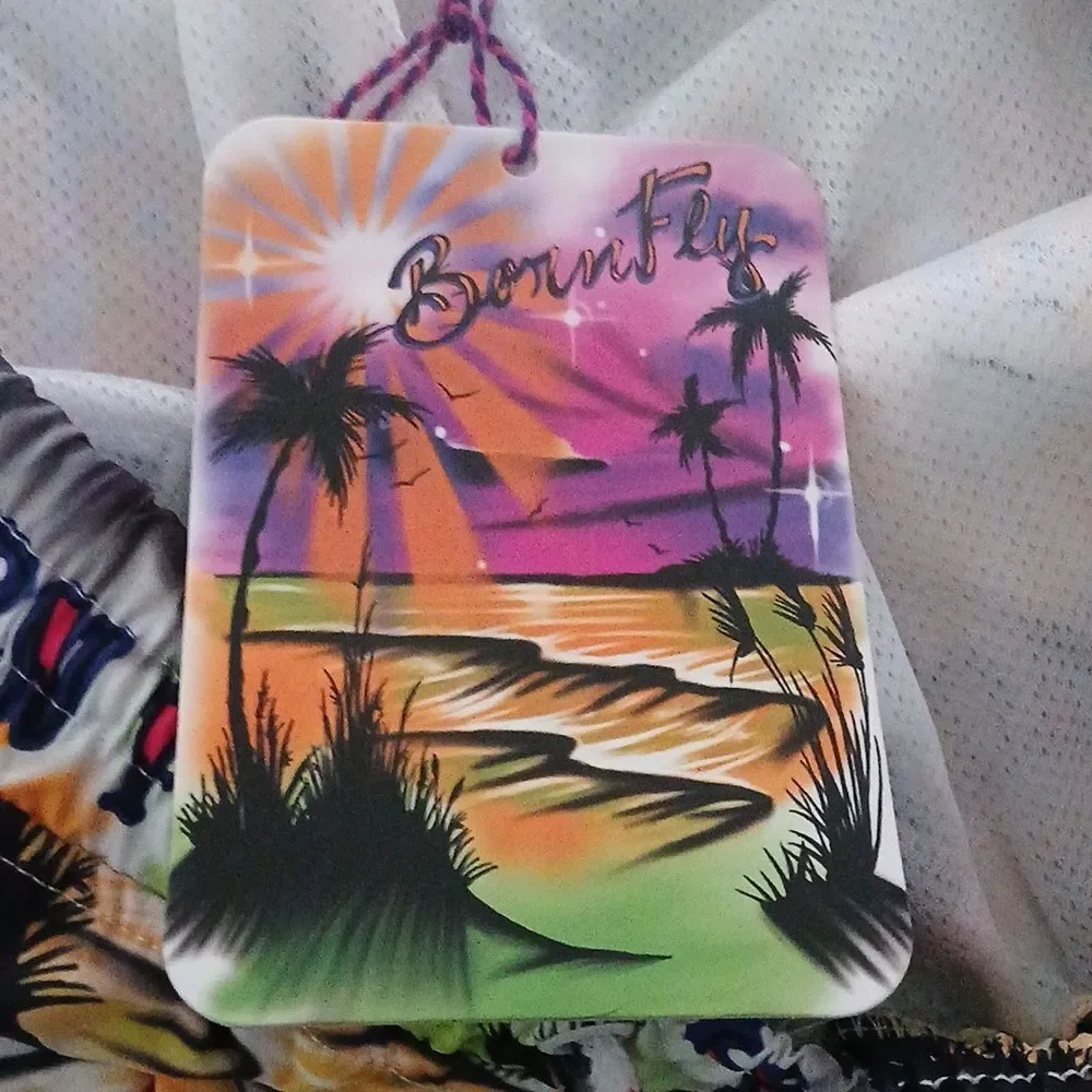 Born Fly  Fly N free print tropical beach swim trunks Sz 2XL NWT